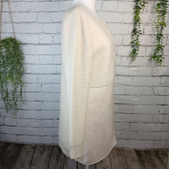 WOMENS DOR DOR COUTURE SHERPA WINTER WHITE SUEDE SWEATER COAT CREAM SIZE M - Picture 15 of 16